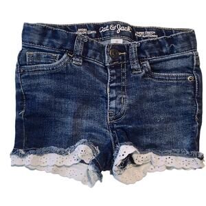 Girl Crochet Hem Denim Shorts